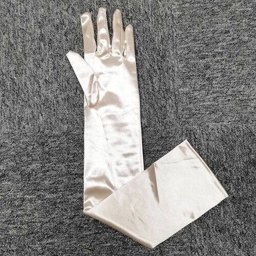 Атласные длинные перчатки (белые)