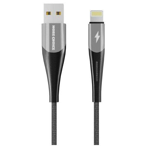 Аксессуар More Choice Smart K41Si USB - Lightning 1m Silver-Black 4627151198057 дата кабель usb 2 1a для lightning 8 pin more choice k27i нейлон 1м blue