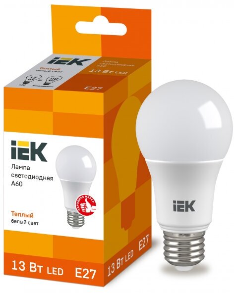 IEK Лампа светодиодная ECO A60 шар 13Вт 230В 3000К E27