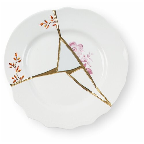 Десертная тарелка Kintsugi, Белый/Золотой/ (Seletti, 09601)