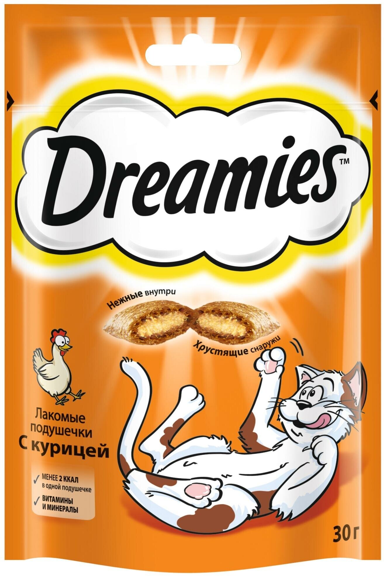 Dreamies лакомство для кошек, подушечки c курицей 30 гр (26 шт)