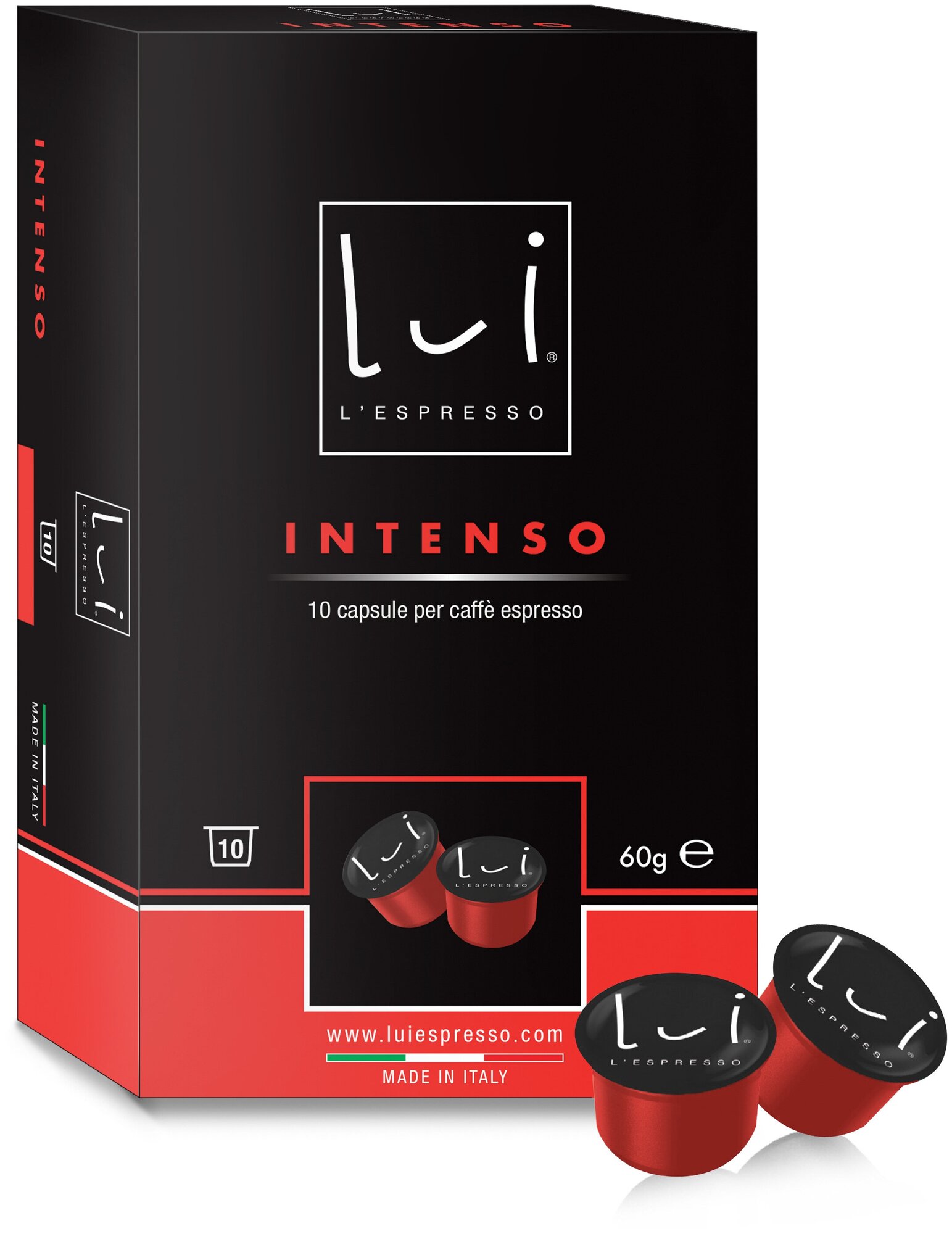 Кофе в капсулах Lui L'espresso Intenso, для кофемашин Lui L'espresso, 10 капсул