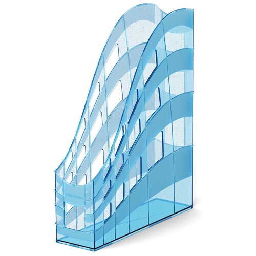 фото Подставка для бумаг вертикальная пластиковая erichkrause® s-wing, glitter, 75мм, голубой 55587