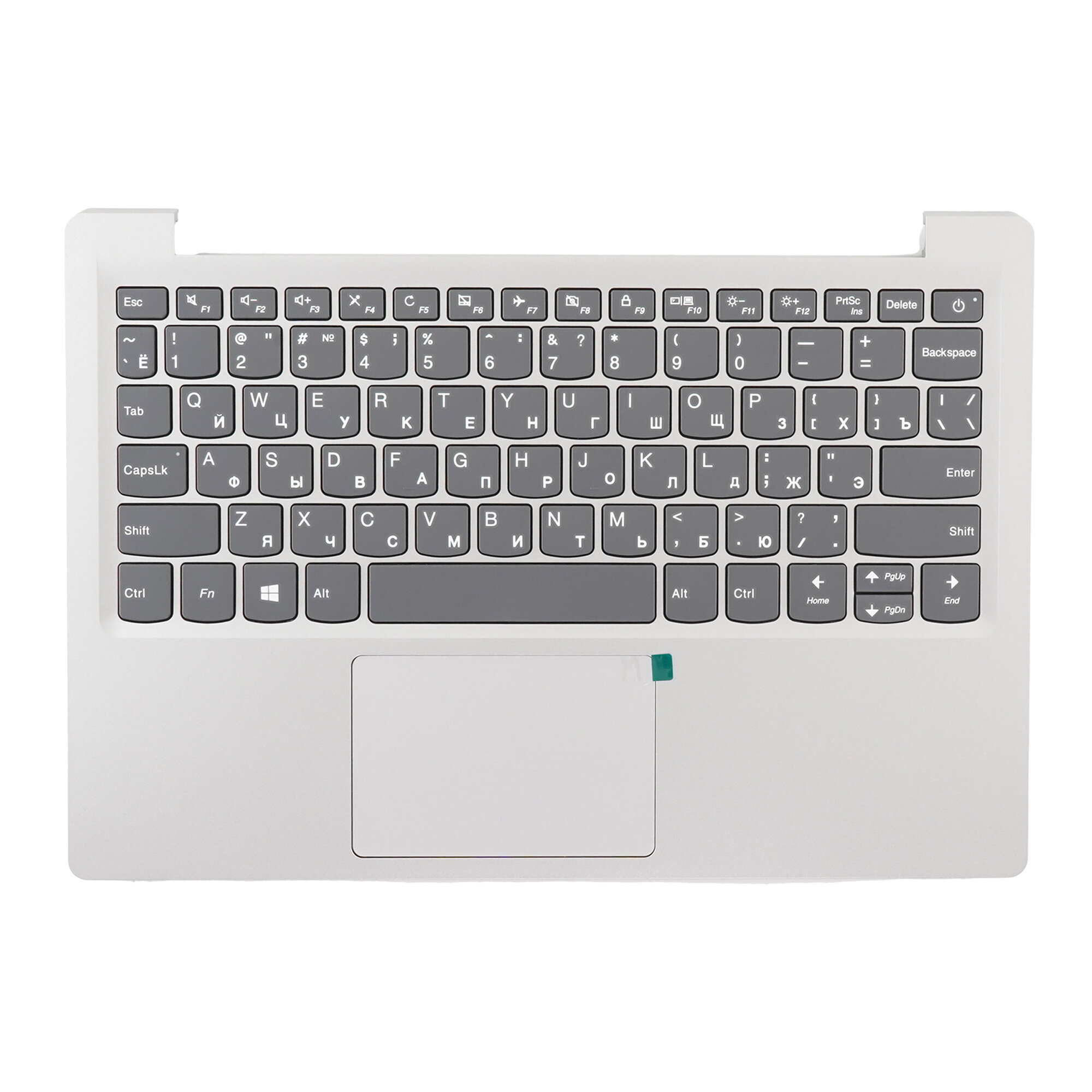 Клавиатура для ноутбука Lenovo S130-11IGM серая с серебристым топкейсом