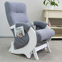 Кресло-качалка, маятниковый механизм для дома и дачи Glider Эталон с карманами в ткани микрошенилл, цвет серый