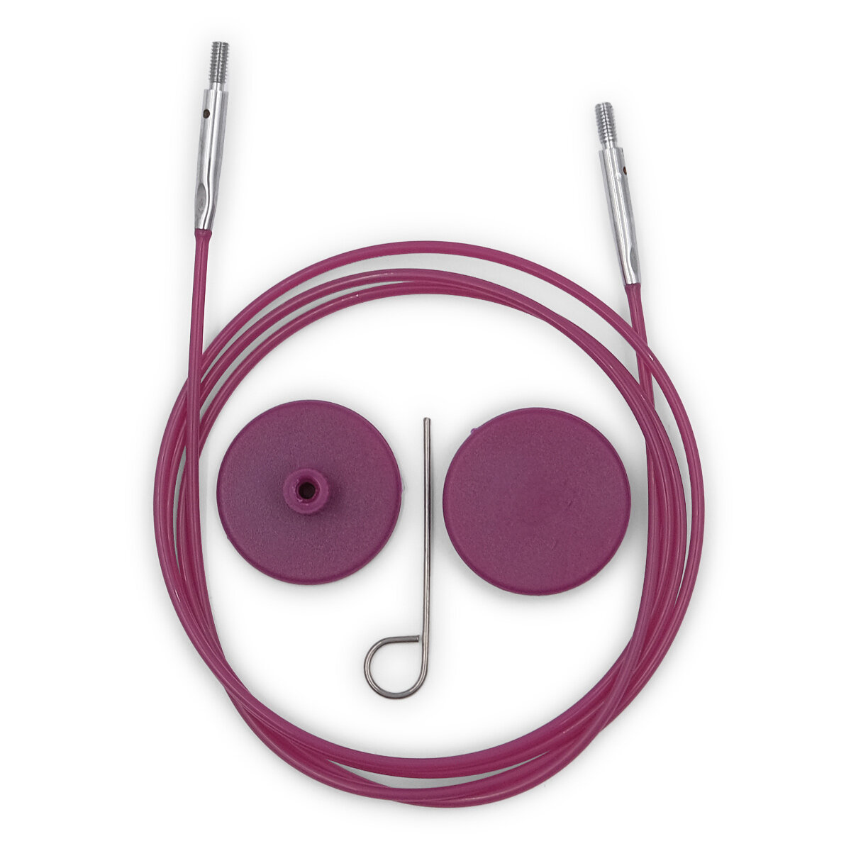 Тросик для съемных спиц, длина 76 см, нейлоновый, KnitPro фиолетовый
