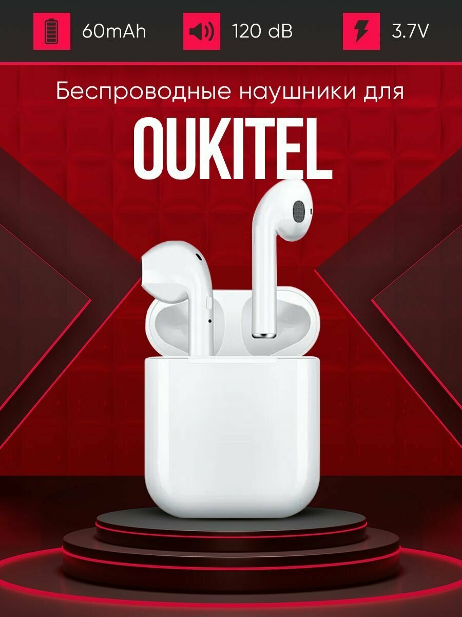 Беспроводные наушники для телефона Oukitel / Полностью совместимые наушники со смартфоном / i9S-TWS, 3.7V / 60mAh