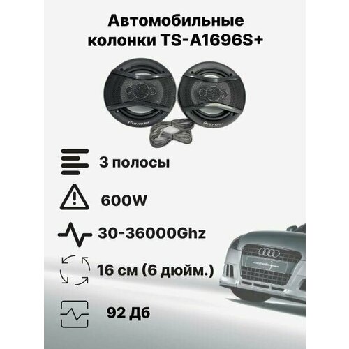 Автомобильные динамики TS-A1696S 165 см 6 дюйм 500 Вт Комплект из 2 штук Коаксиальная акустика 4-х полосная с защитными сетками 239900₽
