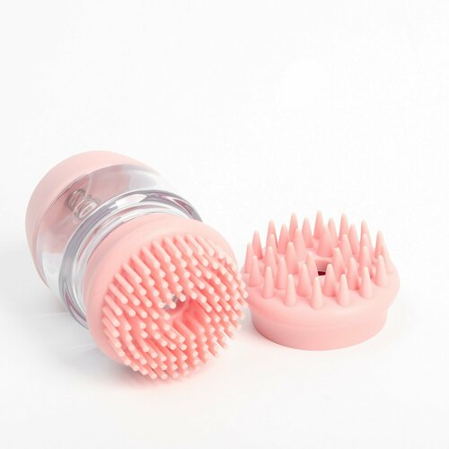 Щётка для мытья и массажа собак с ёмкостью для шампуня и 2 насадками 58х58х9 см розовая 711233 758₽