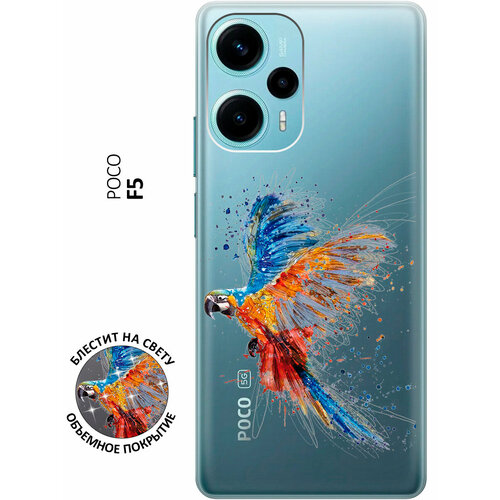 Силиконовый чехол на Poco F5, Поко Ф5 с 3D принтом Colorful Parrot прозрачный матовый soft touch силиконовый чехол на poco f5 поко ф5 с 3d принтом colorful parrot черный