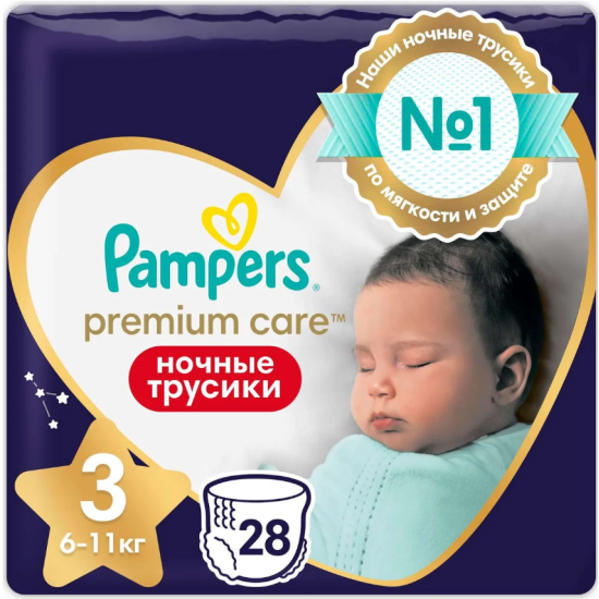 Подгузники-трусики PAMPERS Pants ночные 3 (6-11 кг) 28 шт