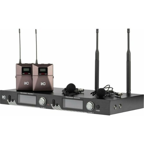 Радиосистема T-521UL ITC UHF двухканальная радиосистема с двумя петличными микрофонами LCD дисплей True Diversity Частотный диапазон 470-510 MHz 5938400₽