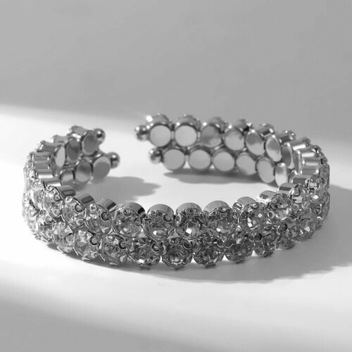 фото Браслет queen fair, стразы, 1 шт., размер 6 см, белый, серебряный