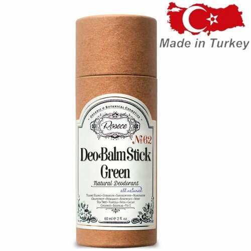 Rosece Дезодорант женский бальзам в стике зеленый Натуральный Natural Deodorant Deo Balm Stick Green 60 мл