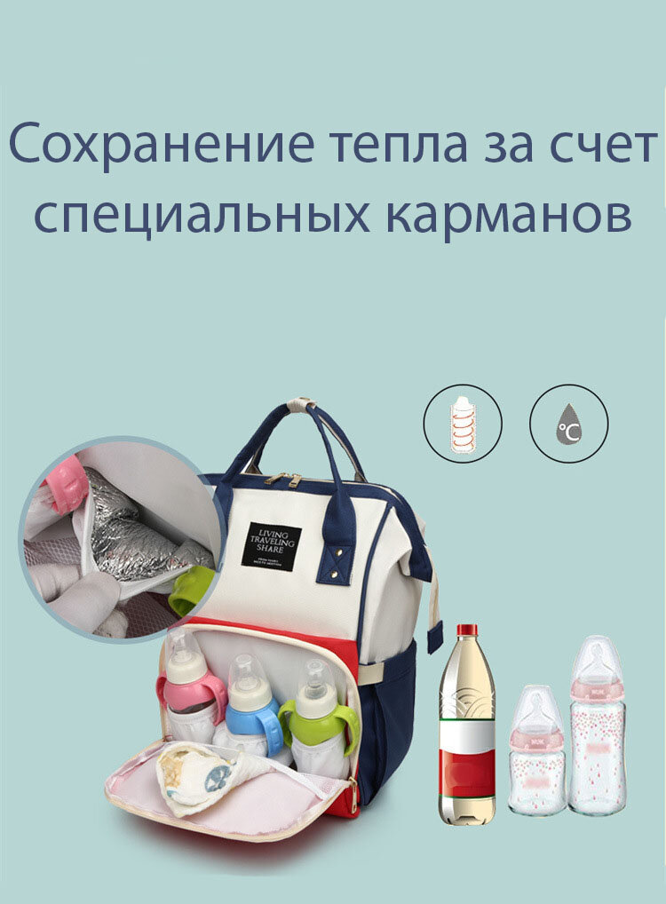 Рюкзак для мамы / Сумка на коляску для мамы / Сумка-рюкзак универсальный женский, бело-красный
