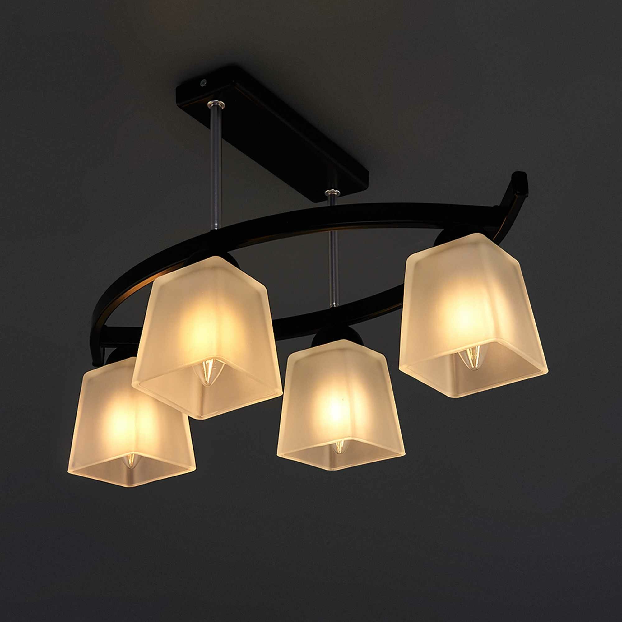 Люстра потолочная Люкс 4 лампы 18 м  цвет чёрный белый