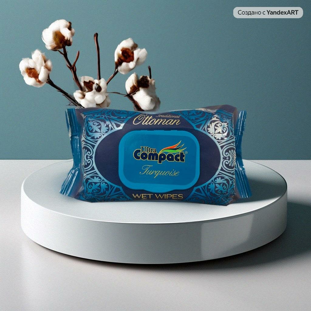 Влажные салфетки Ultra Compact Оттоман Бирюза, с клапаном, 120 шт. - фото №2