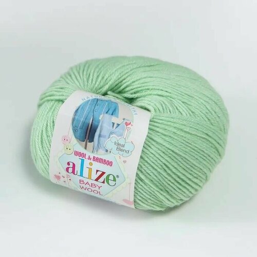 Пряжа Baby Wool, цвет: 188 - Зеленая мята, 3 шт, Бамбук 20%, Шерсть 40%, Акрил 40%, 50 гр. 175 м.