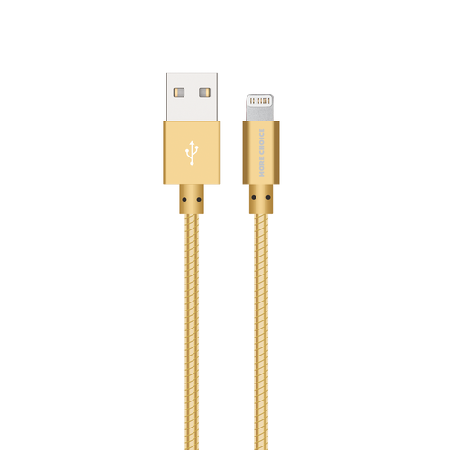 Дата-кабель USB 2.1A для Lightning 8-pin More choice K31i металл 1м Gold