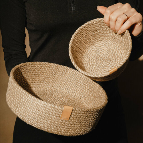 Набор корзинок из джута для хранения косметики