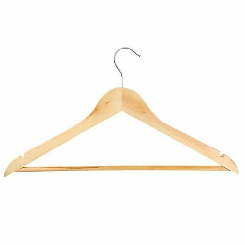 Вешалка для одежды деревянная 45см натуральный цвет хром ЭКО 212₽