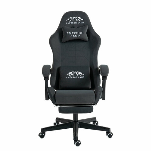 Кресло Стулово игровое велюр серое с подставкой для ног и массажем