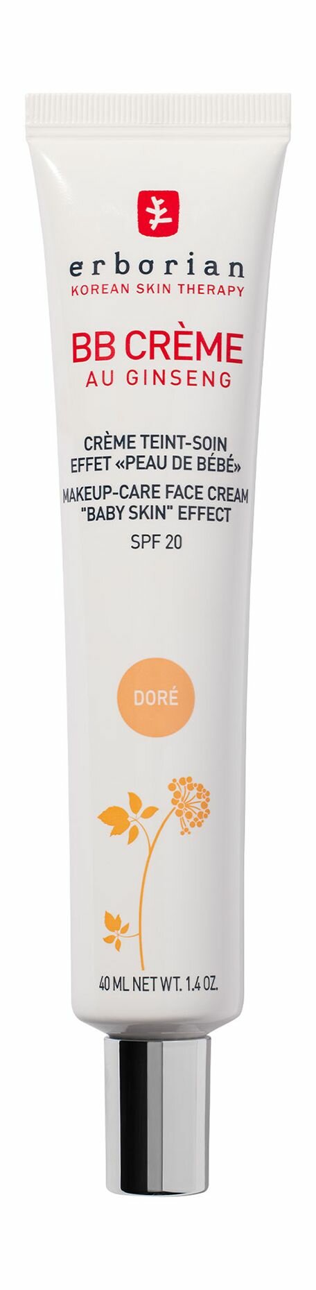 ERBORIAN ВВ Крем для лица с женьшенем SPF 20, 40 мл, 02 Золотистый