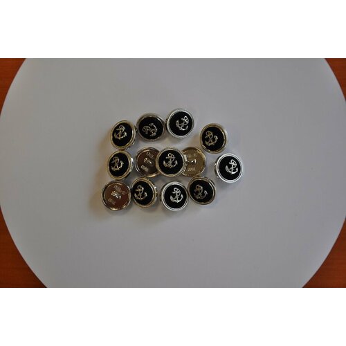 Пуговицы серебряного цвета для пиджаков и костюмов С якорем 17 мм 6 штук в упаковке к-24 1377₽