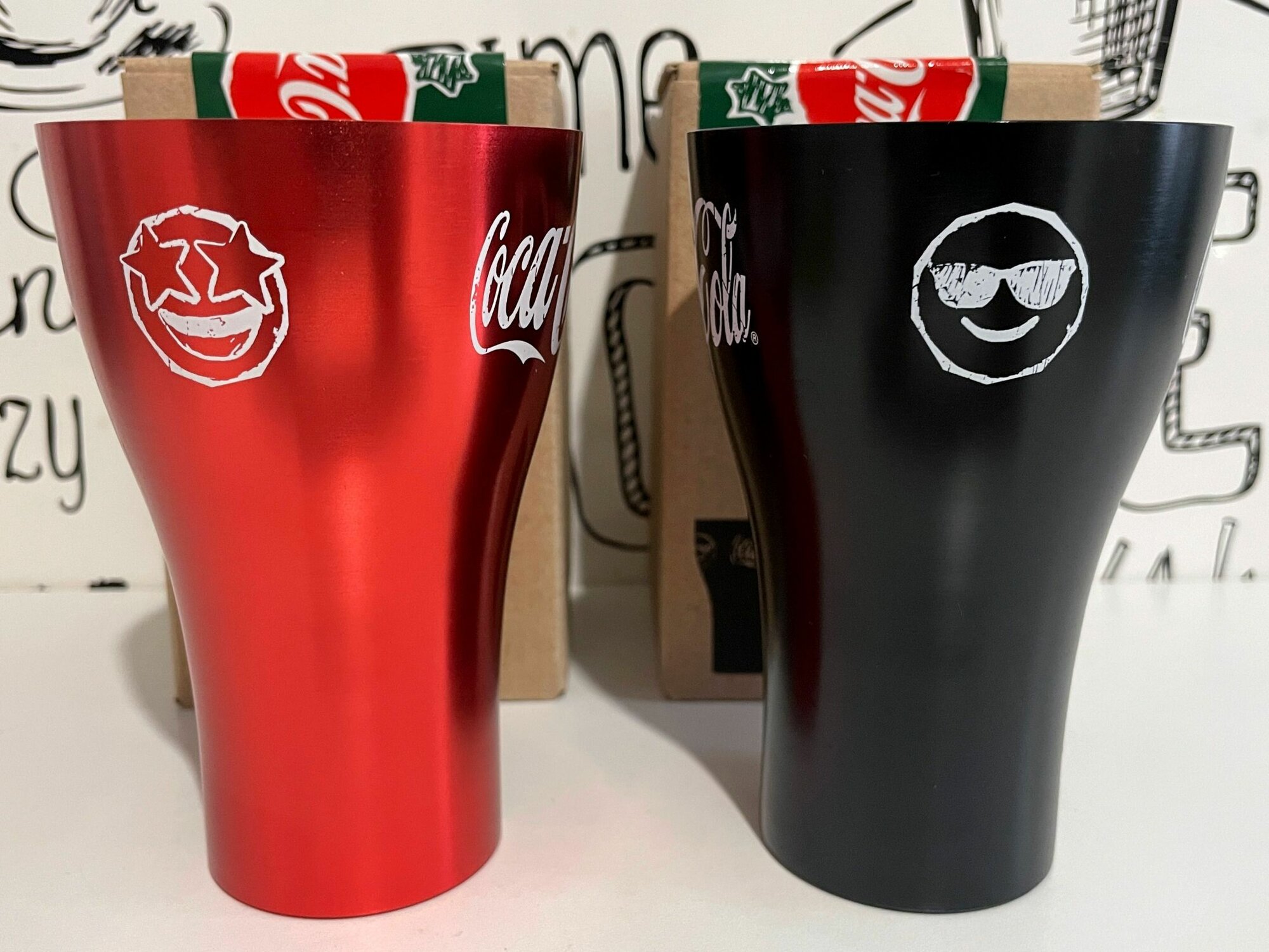 Набор 2 стакана Кока-кола Coca-cola. Сделаны из металла, 358 мл ...