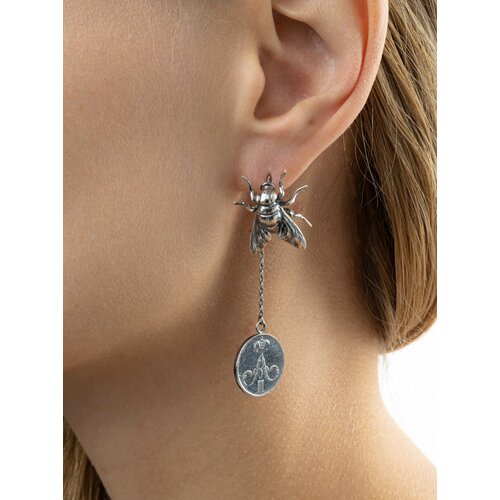 Серьги Братья Глазуновы серебро 925 проба оксидирование размер 50 мм серебристый 14341₽