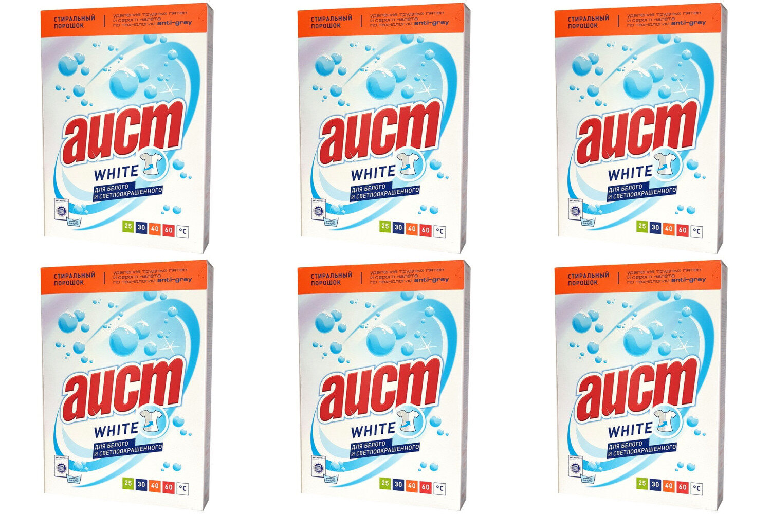 Аист Порошок стиральный White, 400 г, 6 шт