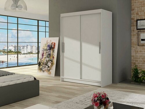 Изображение товара Шкаф-купе Юния 2 Белый 101 NOW 100*50*210 см Фиеста Для одежды, в прихожую, в спальню,