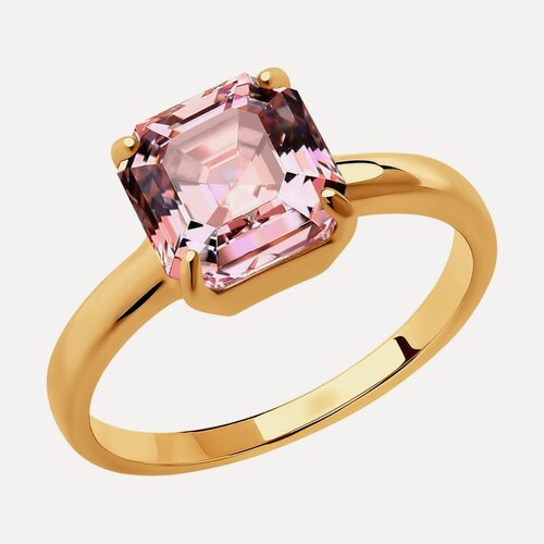 Изображение товара Кольцо, серебро, 925 проба, золочение, кристаллы Swarovski