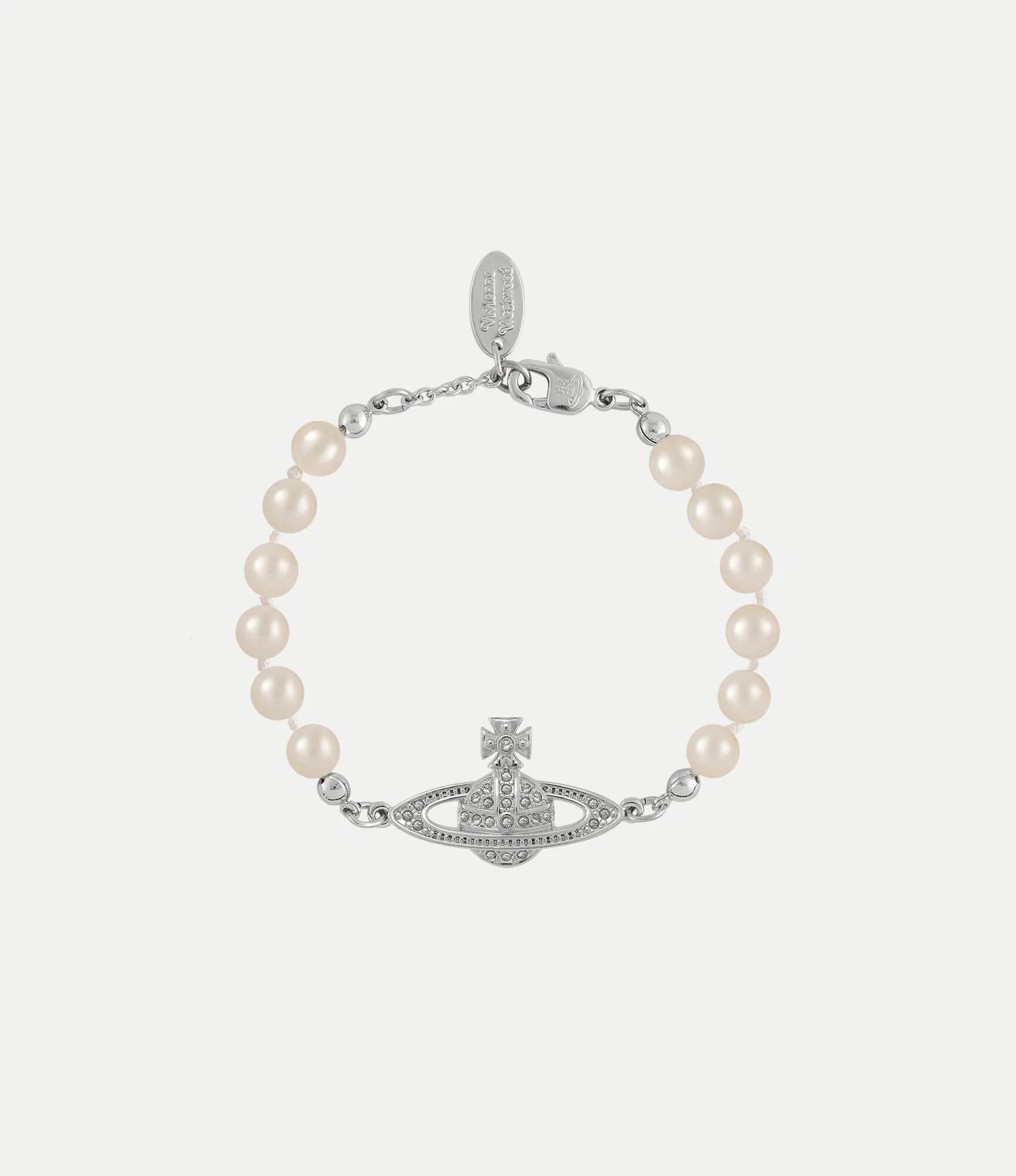 Браслет Vivienne Westwood, кристаллы Preciosa, жемчуг Swarovski синтетический, 1 шт., размер 17.5 см, размер one size, серебристый