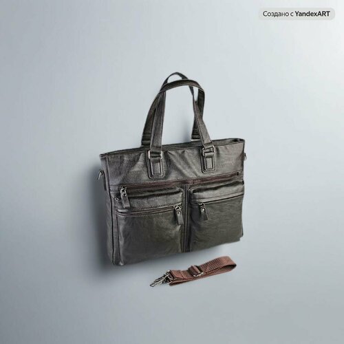 Сумка мессенджер HIDEON, фактура зернистая, коричневый