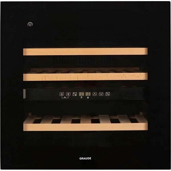 Встраиваемый винный шкаф GRAUDE FWK 60.2 вместимость 36 шт двухтемпературный черный