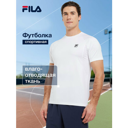 фото Футболка спортивная fila men's tennis solid t-shirt, размер 48, белый