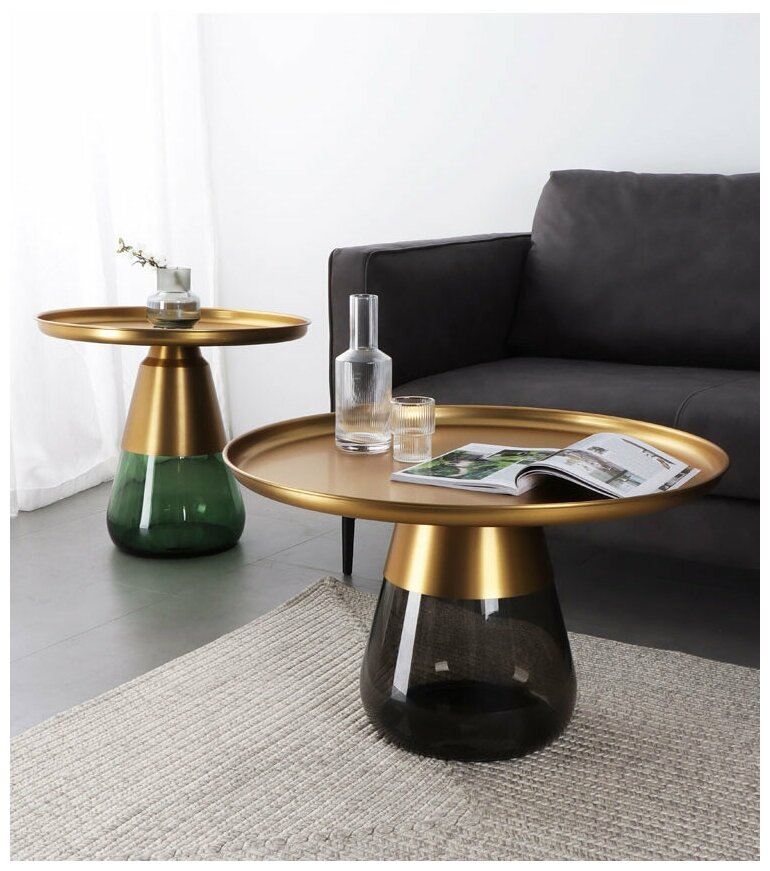 Кофейный столик Casablanca coffee table - низкий (Зеленое стекло, фиолетовый металл) - фотография № 3