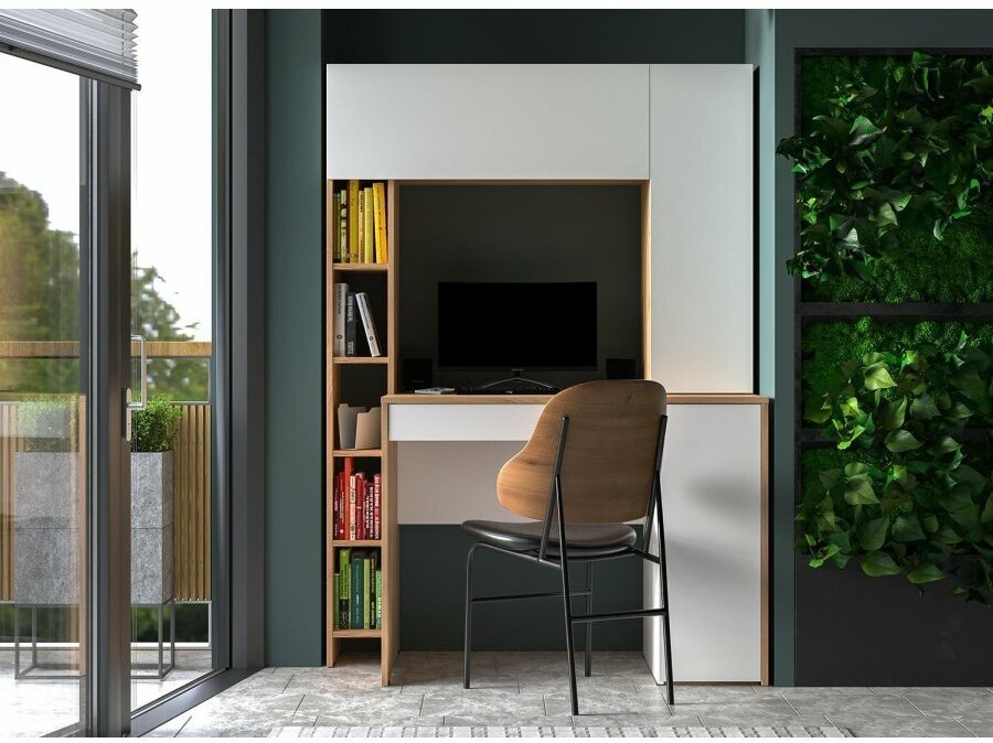 фото Письменный стол Woodville Комфорт 12.71 дуб золотой craft / белая аляска