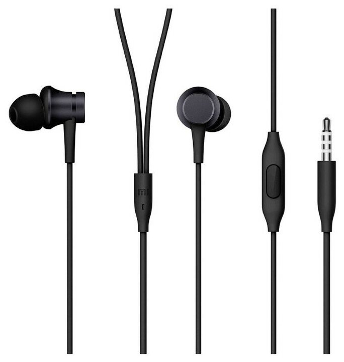 XIAOMI Наушники Xiaomi Mi In-Ear Basic ZBW4354TY, вакуумные, микрофон, 93 дБ, 3.5 мм,1.25 м, черные