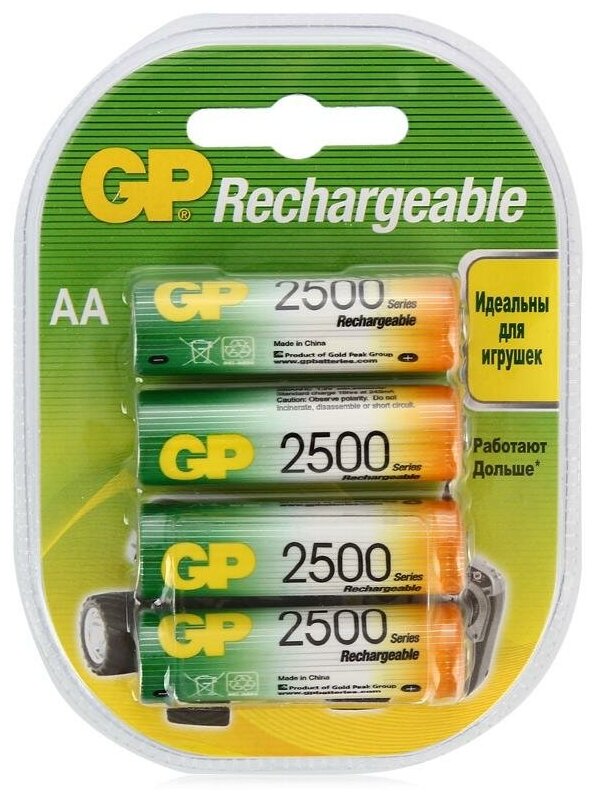 аккумулятор GP AA 2500 mAh (уп 4 шт) GP 250AAHC-2DECRC4 .