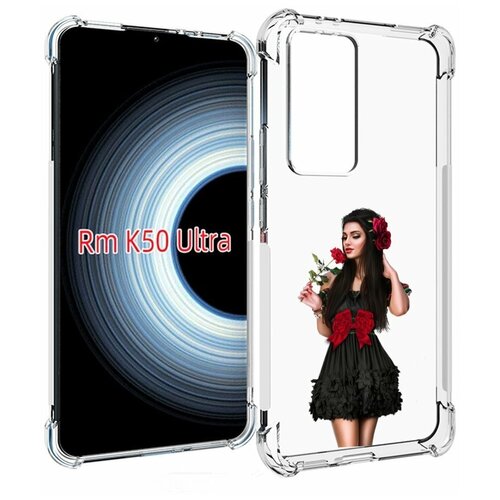 Чехол MyPads девушка-в-черном-платье-с-розой женский для Xiaomi 12T / Redmi K50 Ultra задняя-панель-накладка-бампер