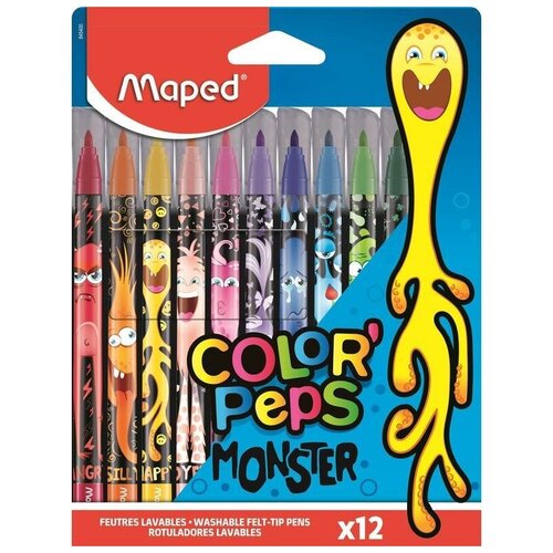 Набор фломастеров 12 цветов Maped Color'Peps Monster (линия 0.3-2.1мм) (845400), 12 уп.