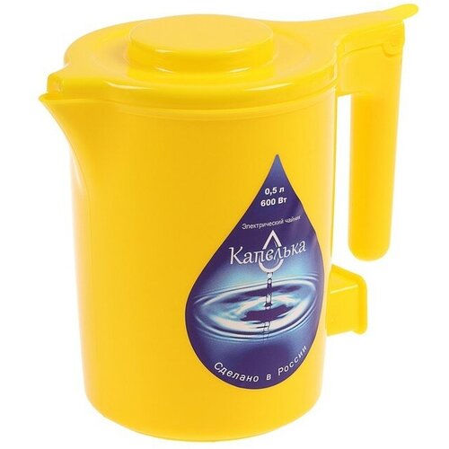 Чайник электрический Капелька, пластик, 0.5 л, 600 Вт, желтый