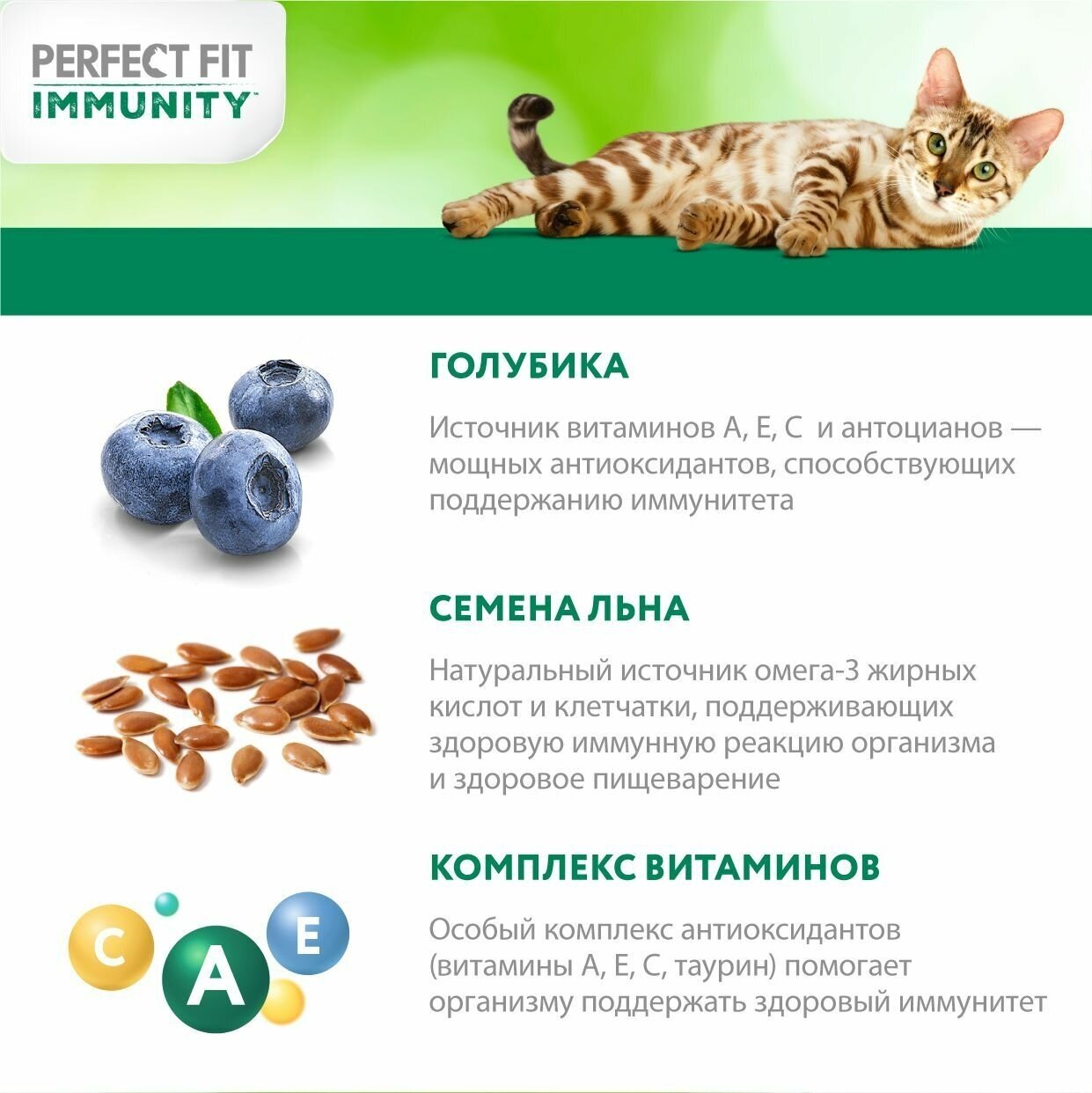 Сухой корм Perfect Fit Immunity для иммунитета кошек говядина, семяна льна, голубика 1.1кг - фотография № 5