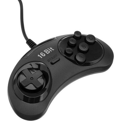 Геймпад для Sega 16-bit, 6 кнопок, черный game controller for sega genesis for 16 bit handle controller 6 button gamepad for sega md game accessories