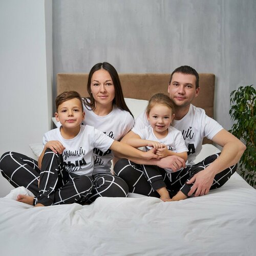 фото Пижама kaftan, брюки, футболка, застежка отсутствует, короткий рукав, размер 46, белый