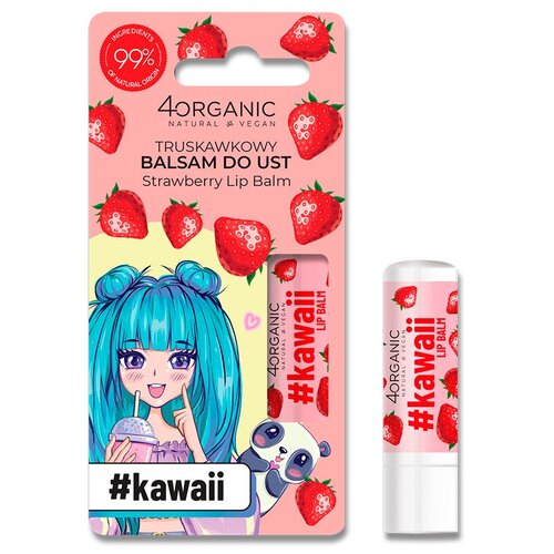 Бальзам для губ 4ORGANIC KAWAII Клубника 5 г 189₽