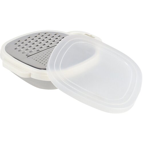 Терка с контейнером 3 в 1 бежевая, ручная для овощей, фруктов и сыра, терка для капусты и моркови