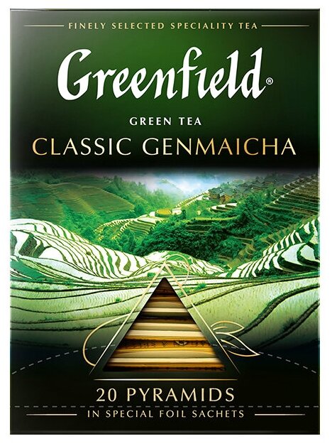Чай зеленый Greenfield Classic Genmaicha с воздушным рисом, 20x1,8 г - фото №1